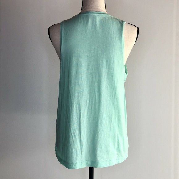 J. Crew Women Lace Panel Cotton Tank Top Sleeveless Round Neck Green Size XXS - Picture 2 of 7